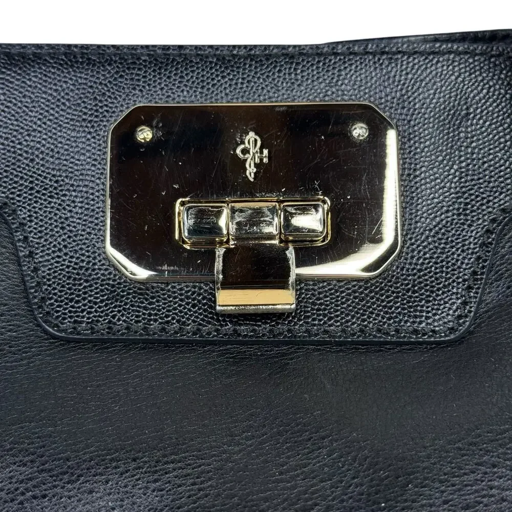 Cole Haan Black Leather Large Satchel Bag Vintage Valise II Kendra Women's Bags